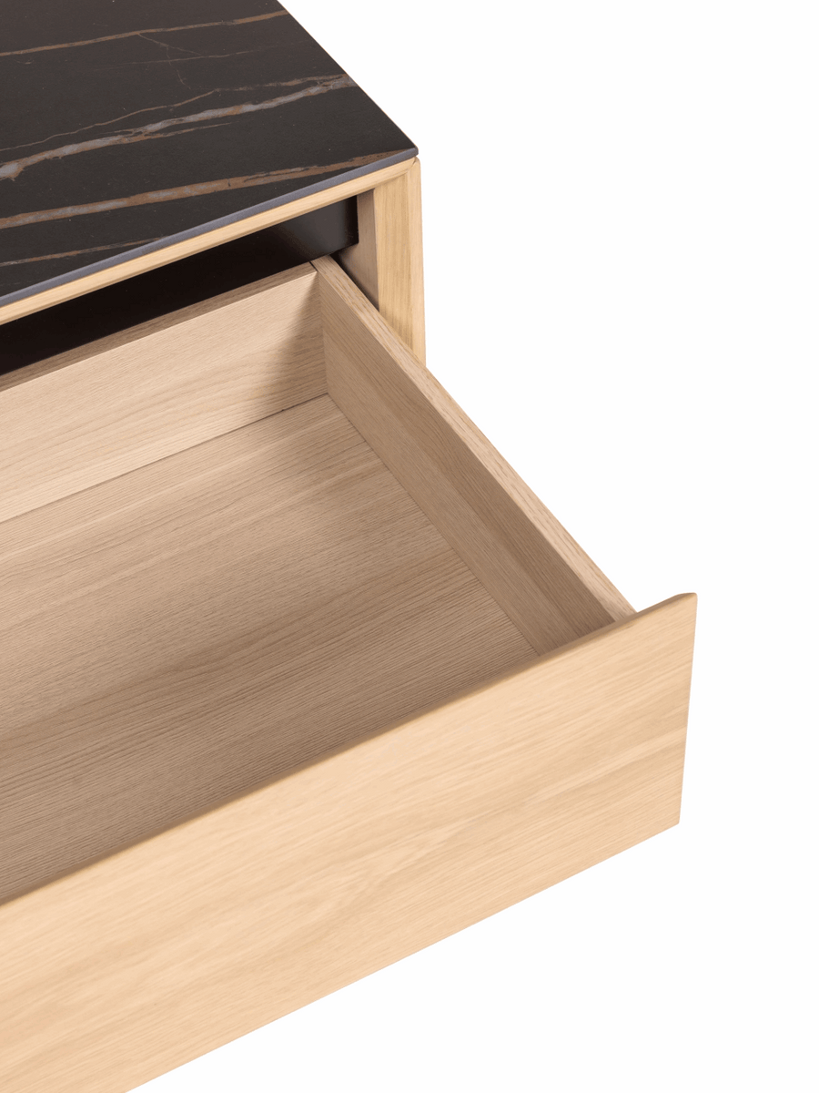 TV Unit Lima – Weiß Washed Eiche/Schwarz Keramik