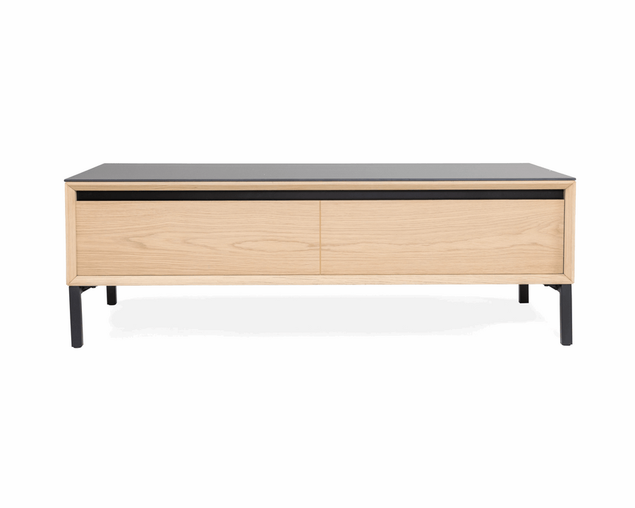 TV Unit Lima – Weiß Washed Eiche/Schwarz Keramik