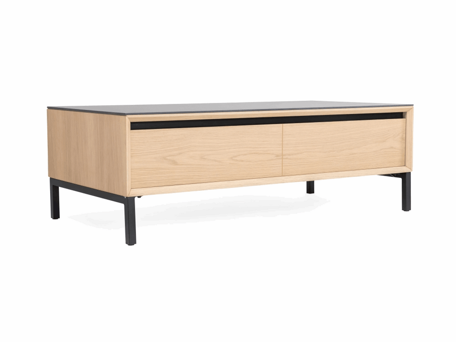 TV Unit Lima – Weiß Washed Eiche/Schwarz Keramik