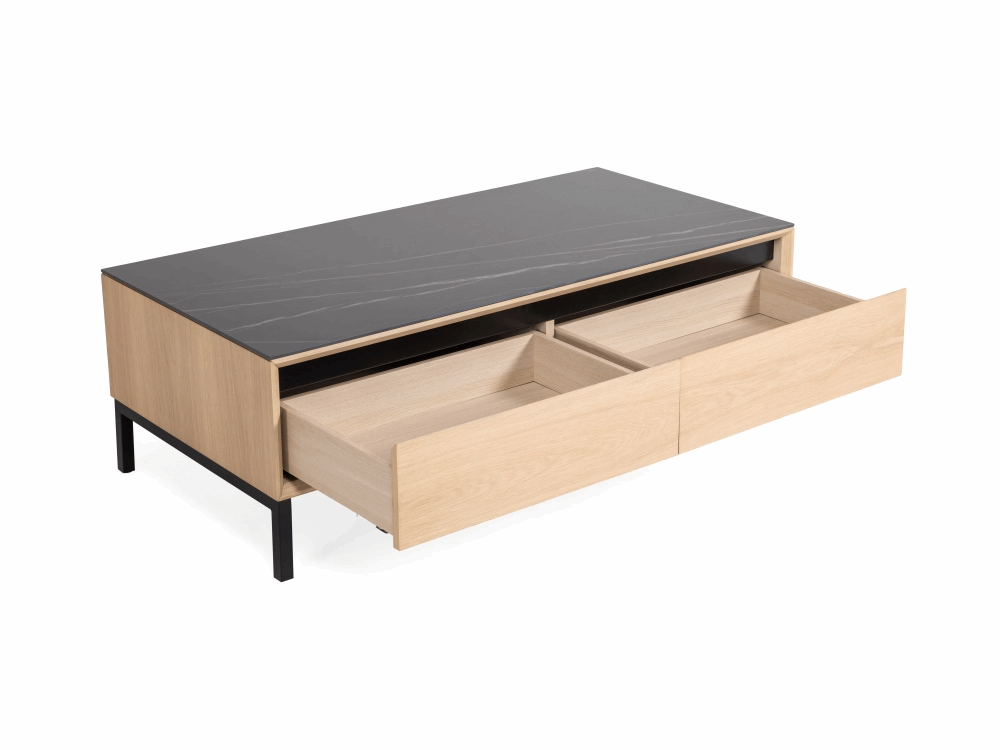 TV Unit Lima – Weiß Washed Eiche/Schwarz Keramik