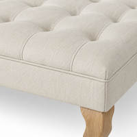 Upholstered Coffee Table Hermes - Light Beige Fabric - Natural Oak feet  - 110 x 110 x 42 cm