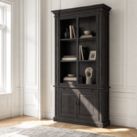 Display Cabinet Vincester - 2 Glass Panel Doors - Solid Black Oiled Oak
