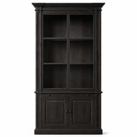 Display Cabinet Vincester - 2 Glass Panel Doors - Solid Black Oiled Oak