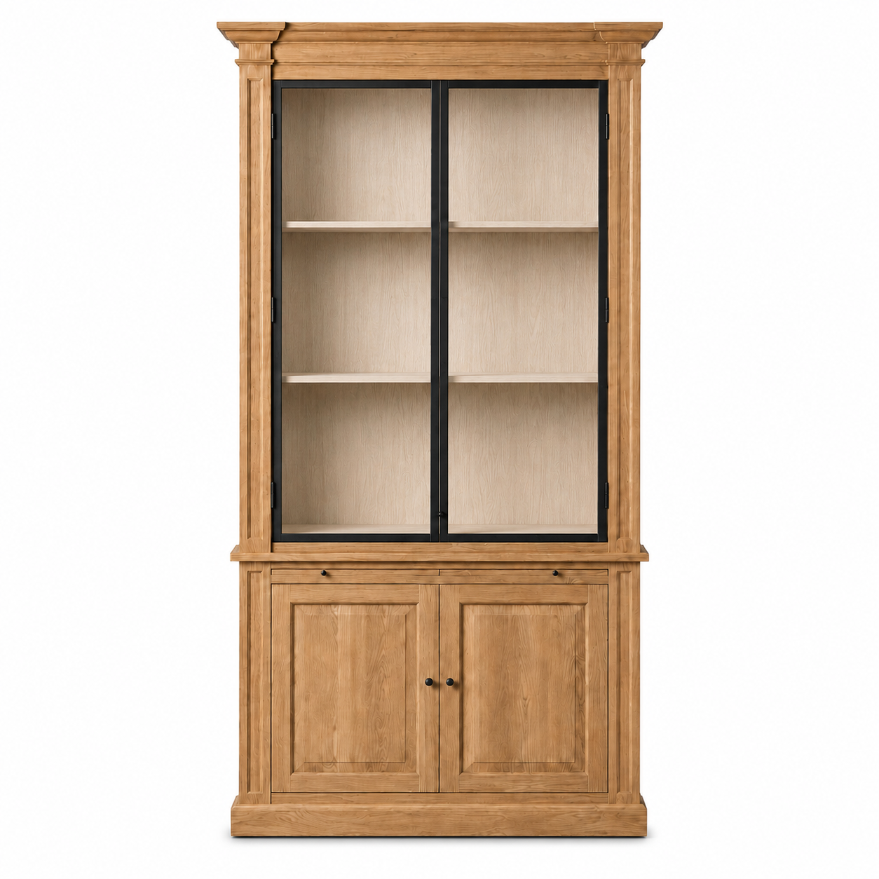 Display Cabinet Vincester - 2 Glass Panel Doors - Solid Hoboken Oak