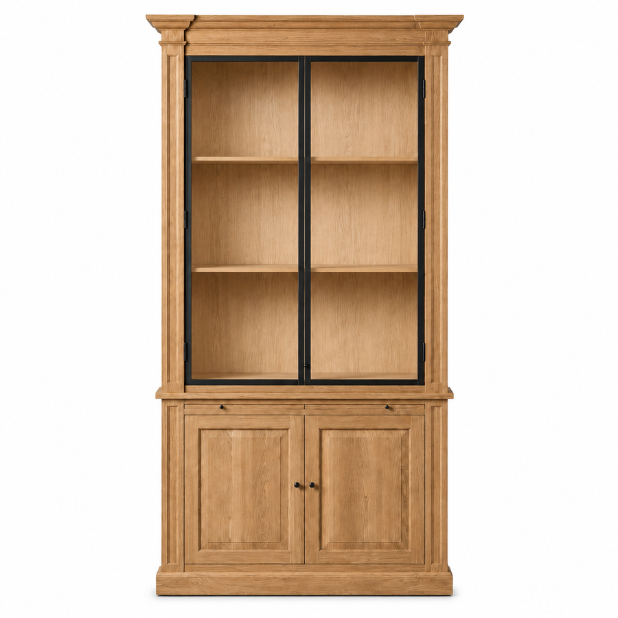 Display Cabinet Vincester - 2 Glass Panel Doors - Solid Hoboken Oak