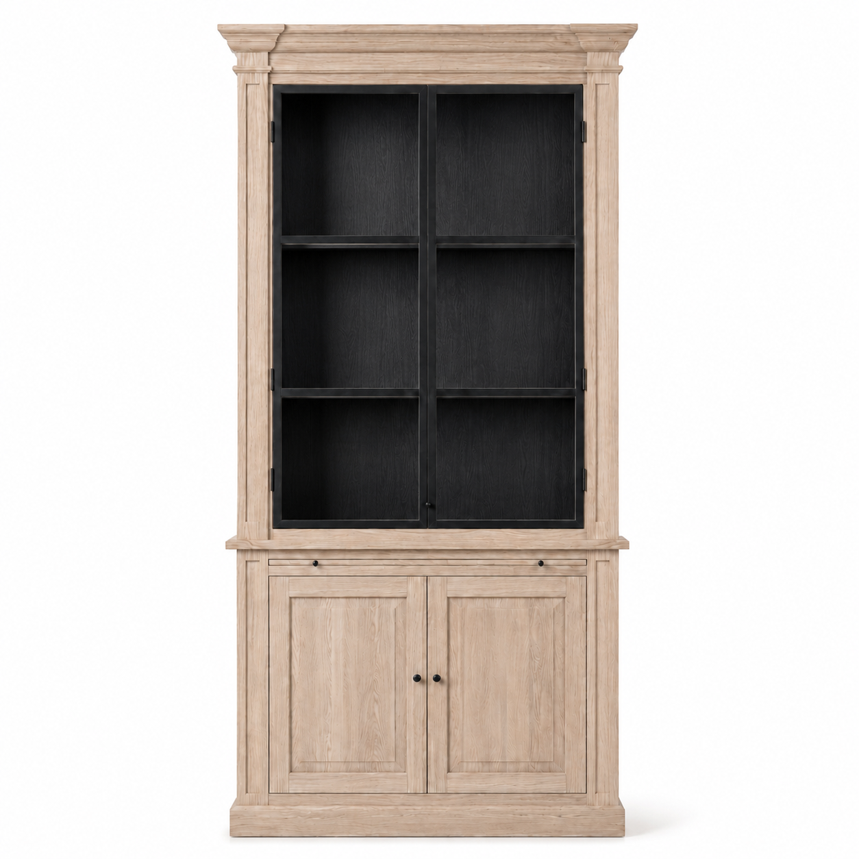 Display Cabinet Vincester - 2 Glass Panel Doors - Solid White Oiled Oak