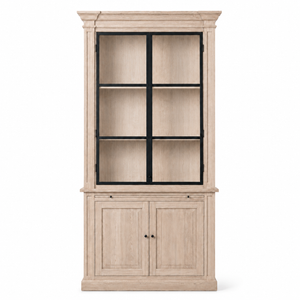 Display Cabinet Vincester - 2 Glass Panel Doors - Solid White Oiled Oak