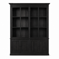 Display Cabinet Vincester Double - 4 Glass Panel Doors - Solid Black Oiled Oak