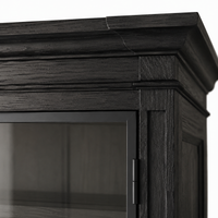 Display Cabinet Vincester Double - 4 Glass Panel Doors - Solid Black Oiled Oak