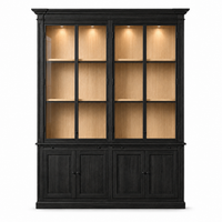 Display Cabinet Vincester Double - 4 Glass Panel Doors - Solid Black Oiled Oak