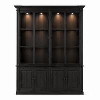 Display Cabinet Vincester Double - 4 Glass Panel Doors - Solid Black Oiled Oak