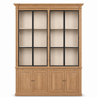 Display Cabinet Vincester Double - 4 Glass Panel Doors - Solid Hoboken Oiled Oak