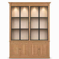 Display Cabinet Vincester Double - 4 Glass Panel Doors - Solid Hoboken Oiled Oak