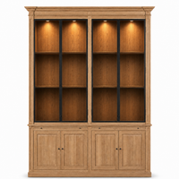 Display Cabinet Vincester Double - 4 Glass Panel Doors - Solid Hoboken Oiled Oak