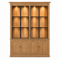 Display Cabinet Vincester Double - 4 Glass Panel Doors - Solid Hoboken Oiled Oak