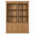 Display Cabinet Vincester Double - 4 Glass Panel Doors - Solid Hoboken Oiled Oak