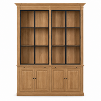 Display Cabinet Vincester Double - 4 Glass Panel Doors - Solid Hoboken Oiled Oak