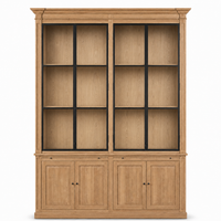 Display Cabinet Vincester Double - 4 Glass Panel Doors - Solid Hoboken Oiled Oak
