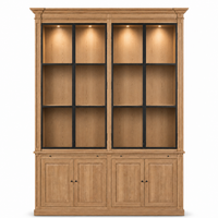 Display Cabinet Vincester Double - 4 Glass Panel Doors - Solid Hoboken Oiled Oak
