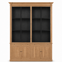 Display Cabinet Vincester Double - 4 Glass Panel Doors - Solid Hoboken Oiled Oak