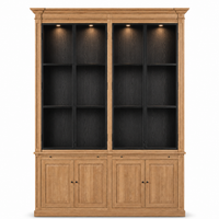 Display Cabinet Vincester Double - 4 Glass Panel Doors - Solid Hoboken Oiled Oak