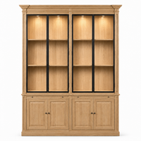 Display Cabinet Vincester Double - 4 Glass Panel Doors - Solid Natural Oak