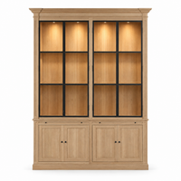 Display Cabinet Vincester Double - 4 Glass Panel Doors - Solid Natural Oak