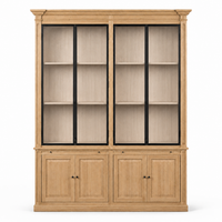 Display Cabinet Vincester Double - 4 Glass Panel Doors - Solid Natural Oak