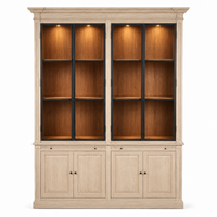 Display Cabinet Vincester Double - 4 Glass Panel Doors - Solid White Oiled Oak