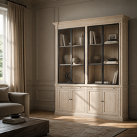 Display Cabinet Vincester Double - 4 Glass Panel Doors - Solid White Oiled Oak