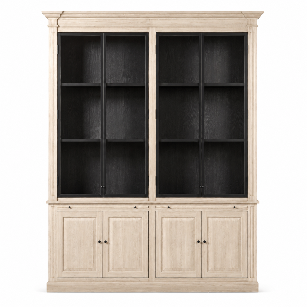 Display Cabinet Vincester Double - 4 Glass Panel Doors - Solid White Oiled Oak