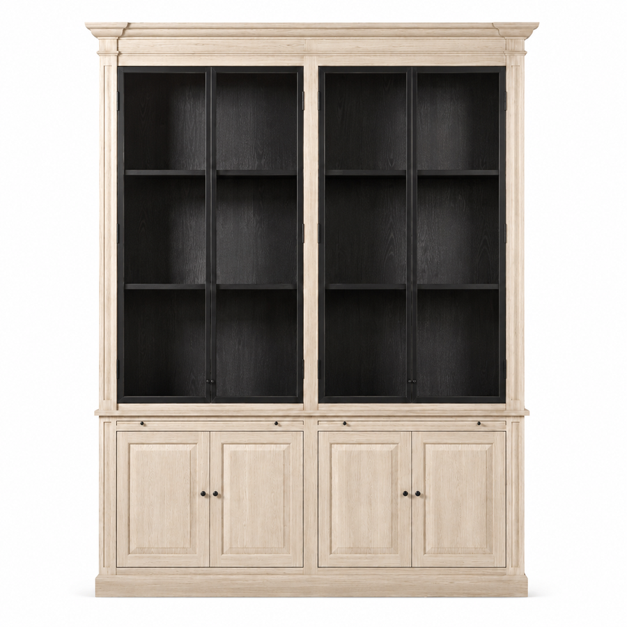 Display Cabinet Vincester Double - 4 Glass Panel Doors - Solid White Oiled Oak
