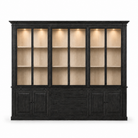 Display Cabinet Vincester Triple - 6 Glass Panel Doors - Solid Black Oiled Oak