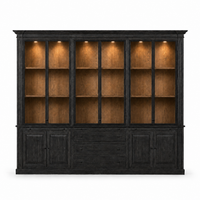 Display Cabinet Vincester Triple - 6 Glass Panel Doors - Solid Black Oiled Oak