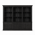 Display Cabinet Vincester Triple - 6 Glass Panel Doors - Solid Black Oiled Oak