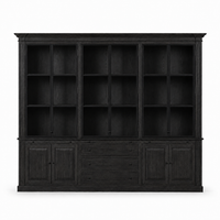Display Cabinet Vincester Triple - 6 Glass Panel Doors - Solid Black Oiled Oak