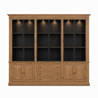 Display Cabinet Vincester Triple - 6 Glass Panel Doors - Solid Hoboken Oiled Oak