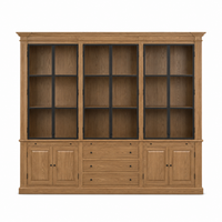 Display Cabinet Vincester Triple - 6 Glass Panel Doors - Solid Hoboken Oiled Oak