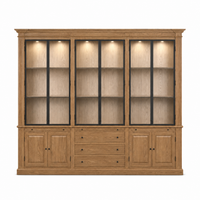 Display Cabinet Vincester Triple - 6 Glass Panel Doors - Solid Hoboken Oiled Oak