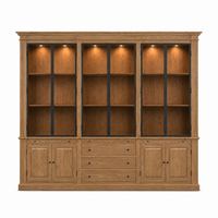 Display Cabinet Vincester Triple - 6 Glass Panel Doors - Solid Hoboken Oiled Oak