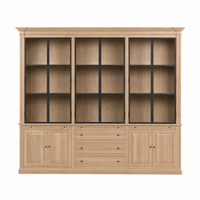 Display Cabinet Vincester Triple - 6 Glass Panel Doors - Solid Natural Oak