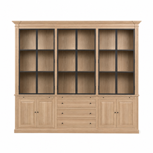 Display Cabinet Vincester Triple - 6 Glass Panel Doors - Solid Natural Oak