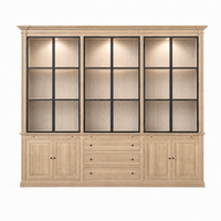 Display Cabinet Vincester Triple - 6 Glass Panel Doors - Solid Natural Oak