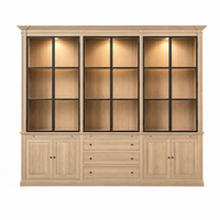 Display Cabinet Vincester Triple - 6 Glass Panel Doors - Solid Natural Oak