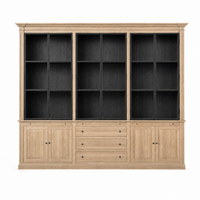 Display Cabinet Vincester Triple - 6 Glass Panel Doors - Solid Natural Oak
