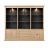 Display Cabinet Vincester Triple - 6 Glass Panel Doors - Solid Natural Oak