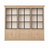 Display Cabinet Vincester Triple - 6 Glass Panel Doors - Solid Natural Oak