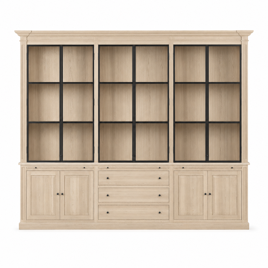 Display Cabinet Vincester Triple - 6 Glass Panel Doors - Solid White Oiled Oak