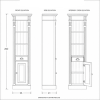Westcott White Oak Bathroom Storage Cabinet - 55 x 41 x 200 cm