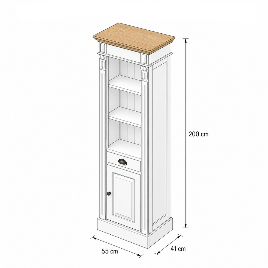 Westcott White Oak Bathroom Storage Cabinet - 55 x 41 x 200 cm